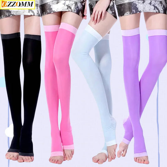 Calcetines de compresión sin puntera – Mangas de compresión para pantorrillas para hombre y mujer (para correr, ciclismo y recuperación deportiva)