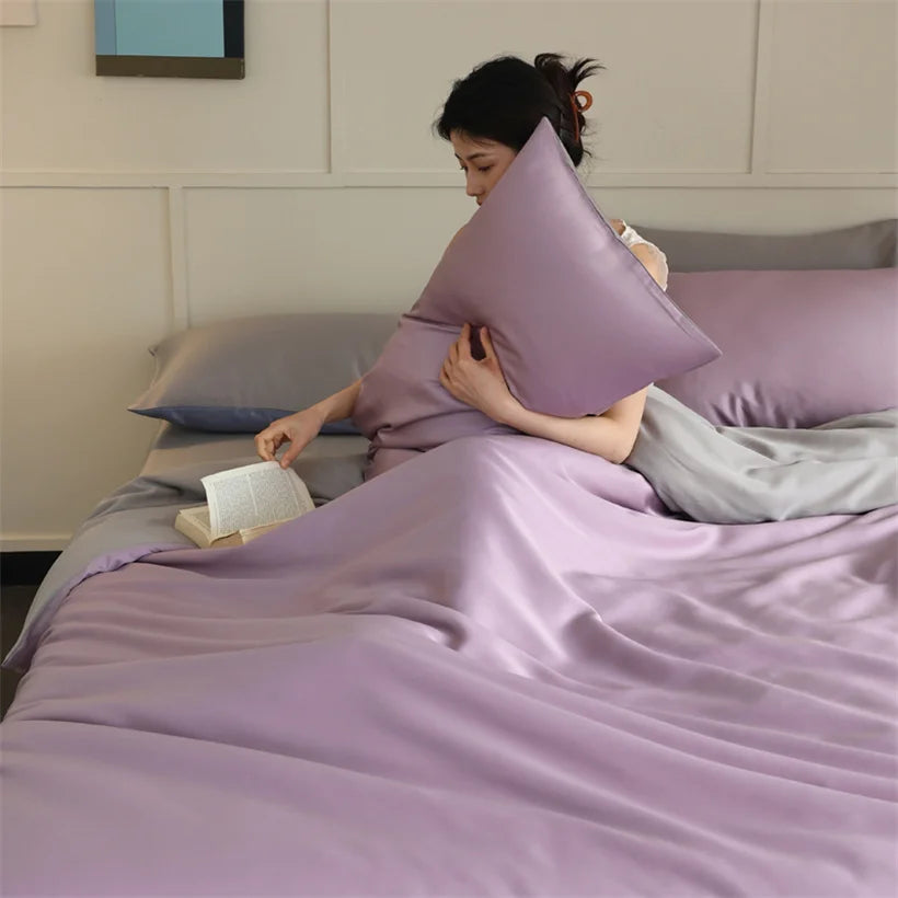 100% Mulberry Silk Bedding Set – Luxury Duvet Cover, Bed Sheet & Pillowcase Set