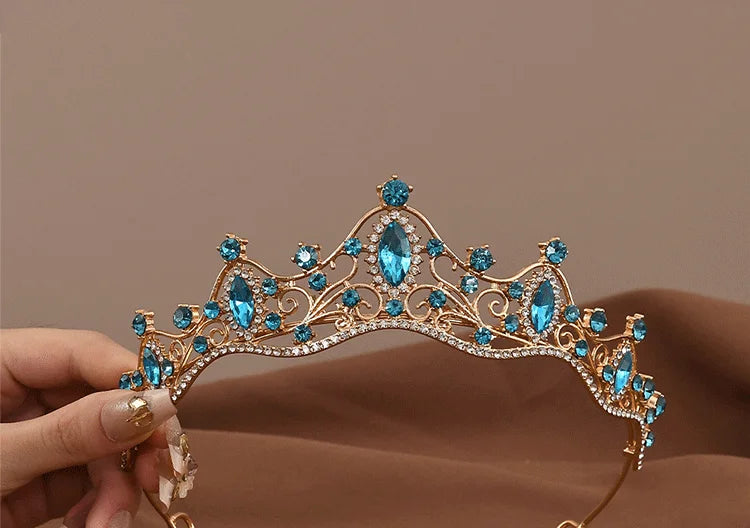 Vintage Baroque Crystal Queen Crown Tiara for Women – Rhinestone Bridal Wedding & Prom Hair Accessory