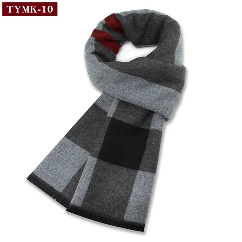 Écharpe d'hiver en imitation cachemire pour homme, douce à carreaux, chaude en mélange de laine, longue, châle, cache-col