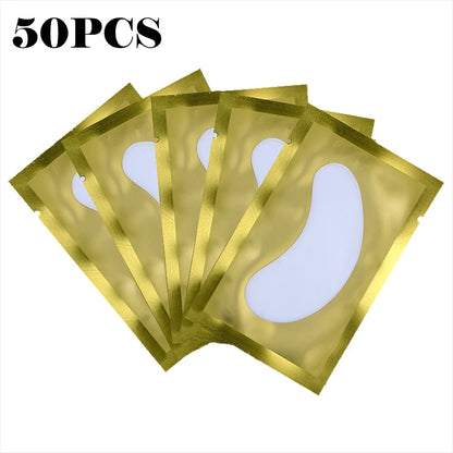50 PARCHES DE HIDROGEL PARA EXTENSIONES DE PESTAÑAS – Almohadillas para Debajo de los Ojos para Injerto de Pestañas, Aislamiento de Pestañas, Mascarilla Hidratante para Ojos y Tratamiento de Belleza