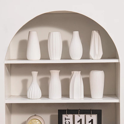 Florero Nórdico de Cerámica Blanca – Jarrón Decorativo Moderno para Sala de Estar, Decoración del Hogar y Escritorio