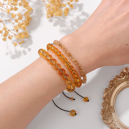 Bracelet perles de tourmaline noire naturelle – Bracelet ajustable tressé en corde avec carte cadeau pour hommes et femmes