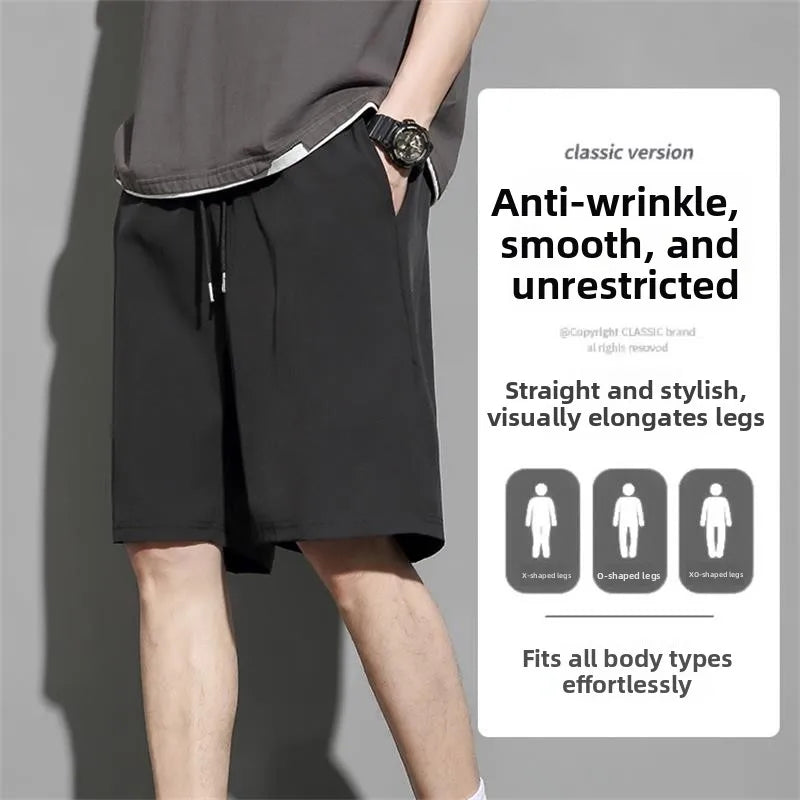 Men's Ice Silk Quick-Dry Beach Shorts – Lightweight Breathable Elastic Waist Casual Summer Shorts