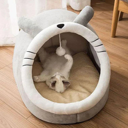 Cama cueva plegable para gatos y perros pequeños, lavable y extraíble, cama de dibujos animados para sueño profundo, casa de dormir cómoda para mascotas