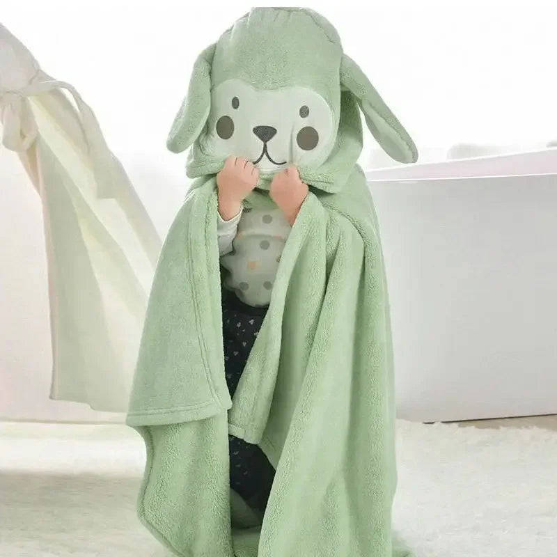 Thickened Baby Hooded Bath Towel – Super Soft Absorbent Pure Cotton Cloak Blanket for Newborns & Children