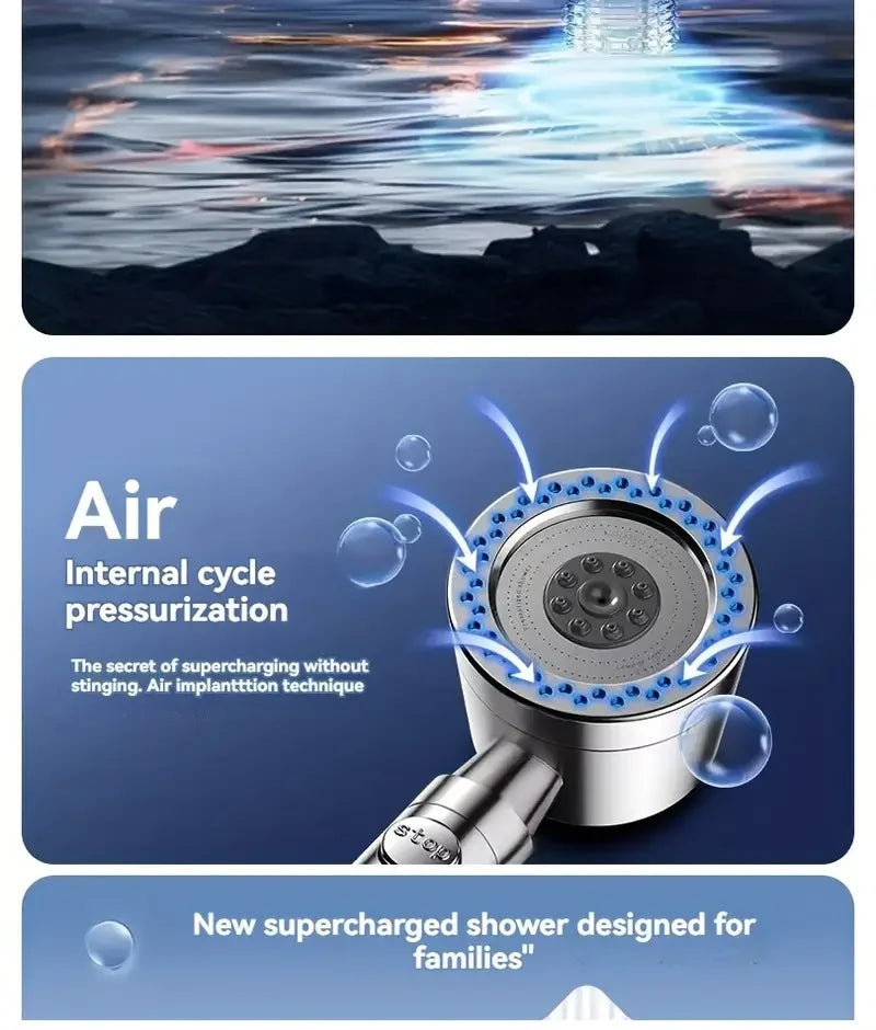 Pommeau de douche haute pression – Douchette à économie d'eau avec 5 modes, fonction d'arrêt à un bouton, ensemble d'accessoires de douche pour la maison et la salle de bain