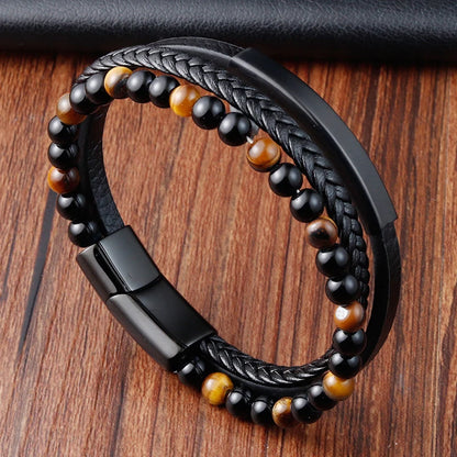 Braided Leather Rope Bracelet – Genuine Leather Bracelet with Stainless Steel Magnetic Clasp for Men & Women | Fashion Jewelry Gift
