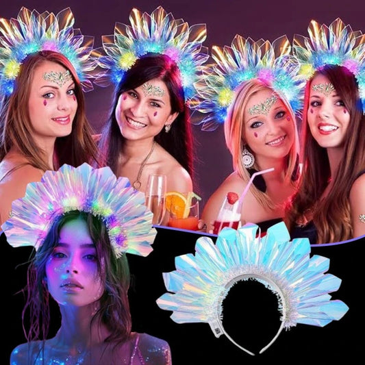 1-10PCS LED Laser Light-Up Headbands – Glowing Hair Hoop Party Accessories for Halloween, Christmas, Stage Shows & Dance Performances