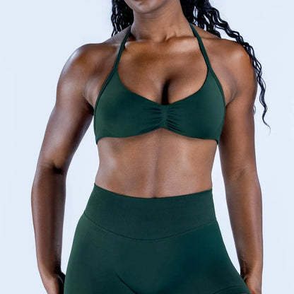 Women’s Seamless Yoga Set – 2PCS Strappy Sports Bra & High Waist Scrunch Shorts Gym Workout Outfit