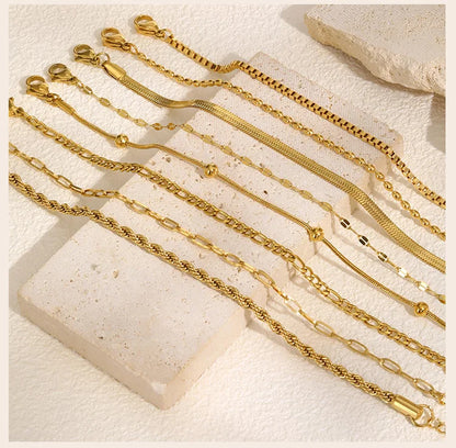 Non-Tarnish Stainless Steel Herringbone Bracelet – Gold Plated Waterproof Stackable Chain Bracelet for Women | Fashion Jewelry Gift