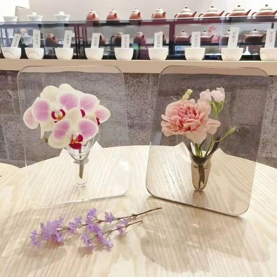 Modern Clear Acrylic Frame Flower Vase – Decorative Floral Display for Home, Desk & Bookshelf Décor