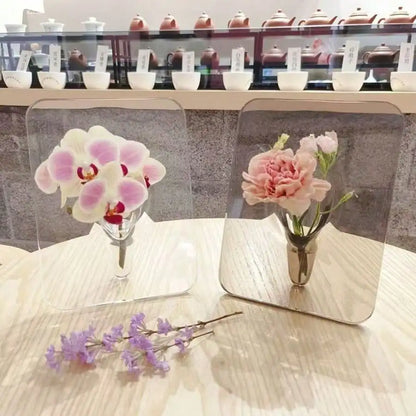 Modern Clear Acrylic Frame Flower Vase – Decorative Floral Display for Home, Desk & Bookshelf Décor