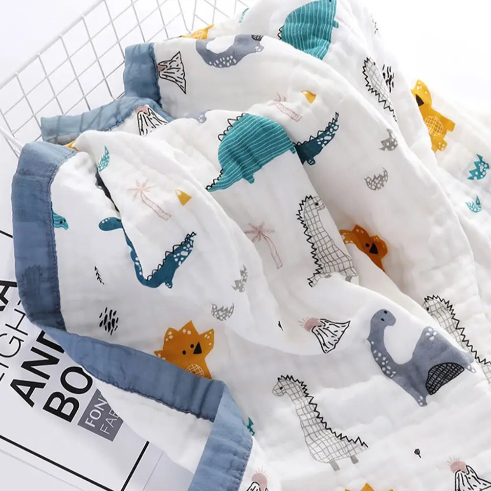 Manta de bebé de gasa 100% algodón de 6 capas – Suave, transpirable, arrullo para recién nacidos, envoltura para bebés y toalla de baño absorbente para bebés