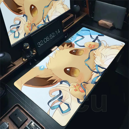 Japan Anime Gamer XXL Desk Mat – Eevee Kawaii Extended Mouse Pad (900×400 Gaming Keyboard & Mouse Pad)