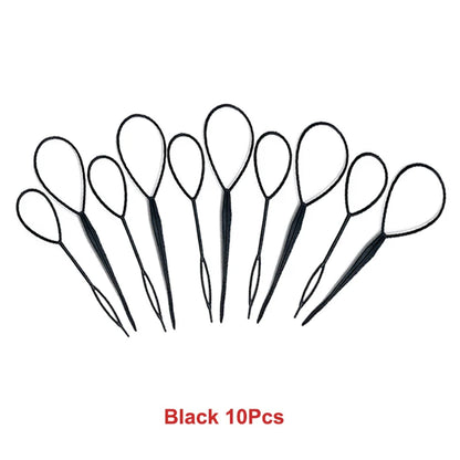 2-10PCS Ponytail Creator Styling Tools – Topsy Tail Plastic Loop Hair Braid Maker Clips for Women & Girls, Easy DIY Hair Accessories