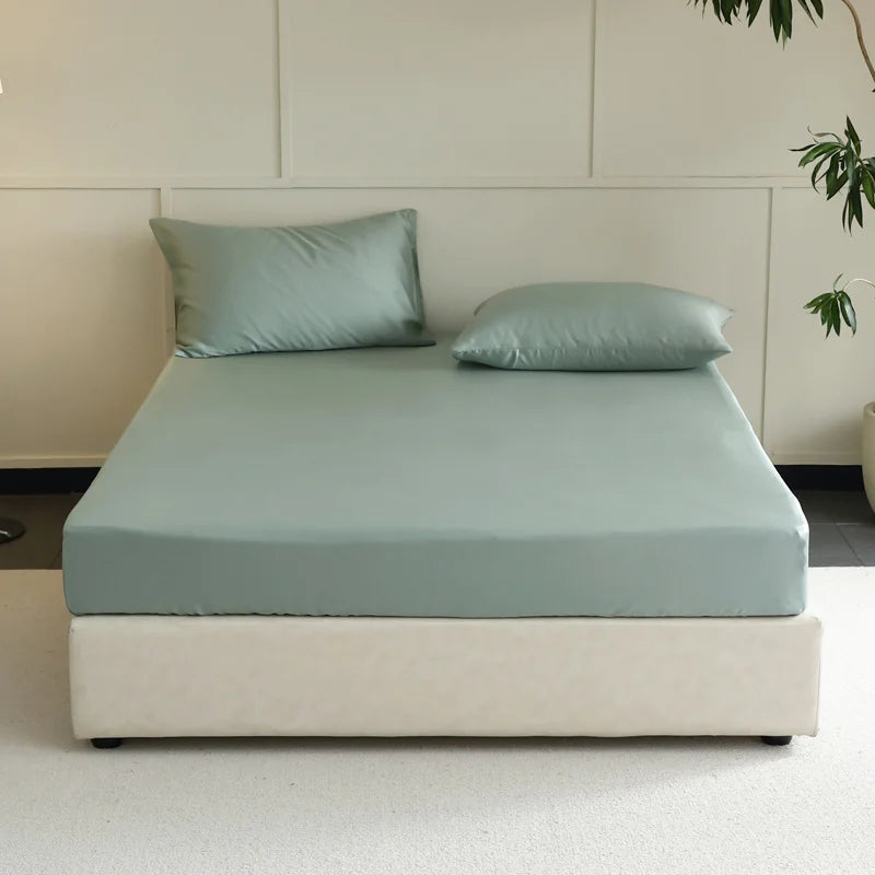 Luxury Mulberry Silk Fitted Sheet – Soft Elastic Mattress Cover for Single, Double, Queen & King Beds