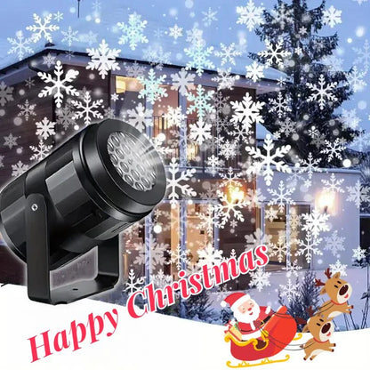 LED Snowflake Christmas Projector Light – USB-Powered Rotating Snowflake Pattern Lamp for Festive Holiday Home Decorations