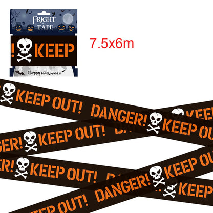Halloween Warning Tape – Scary Caution & Hazard Tape Roll for Indoor & Outdoor Party Decorations, Spooky DIY Props & Haunted House Decor