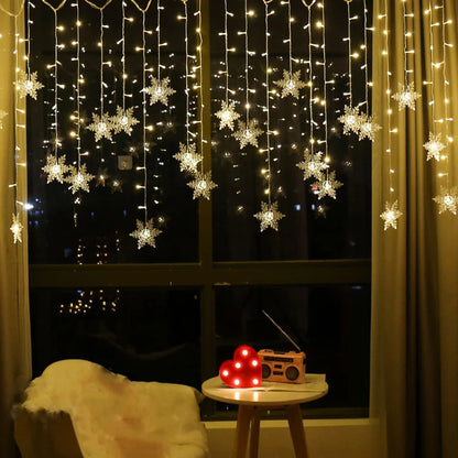 Guirlande lumineuse LED en forme de flocon de neige de 3,2 m – Guirlande lumineuse étanche pour Noël, mariages et décorations de vacances