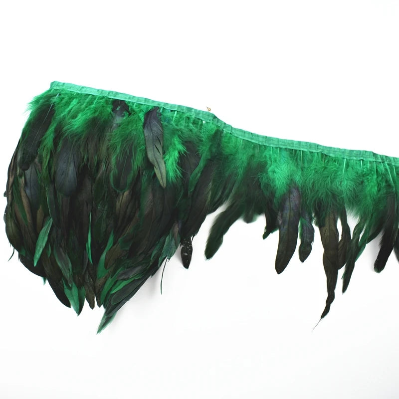 10 m Rooster Feather Fringe Trim – Natural Feather Ribbon for Sewing, Crafts & Costume Decoration