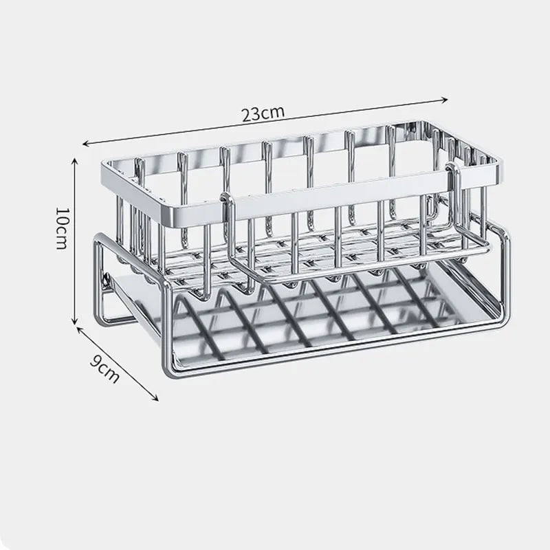Soporte de esponja de acero inoxidable para fregadero – Escurridor de cocina y organizador de jabón para almacenamiento en el fregadero
