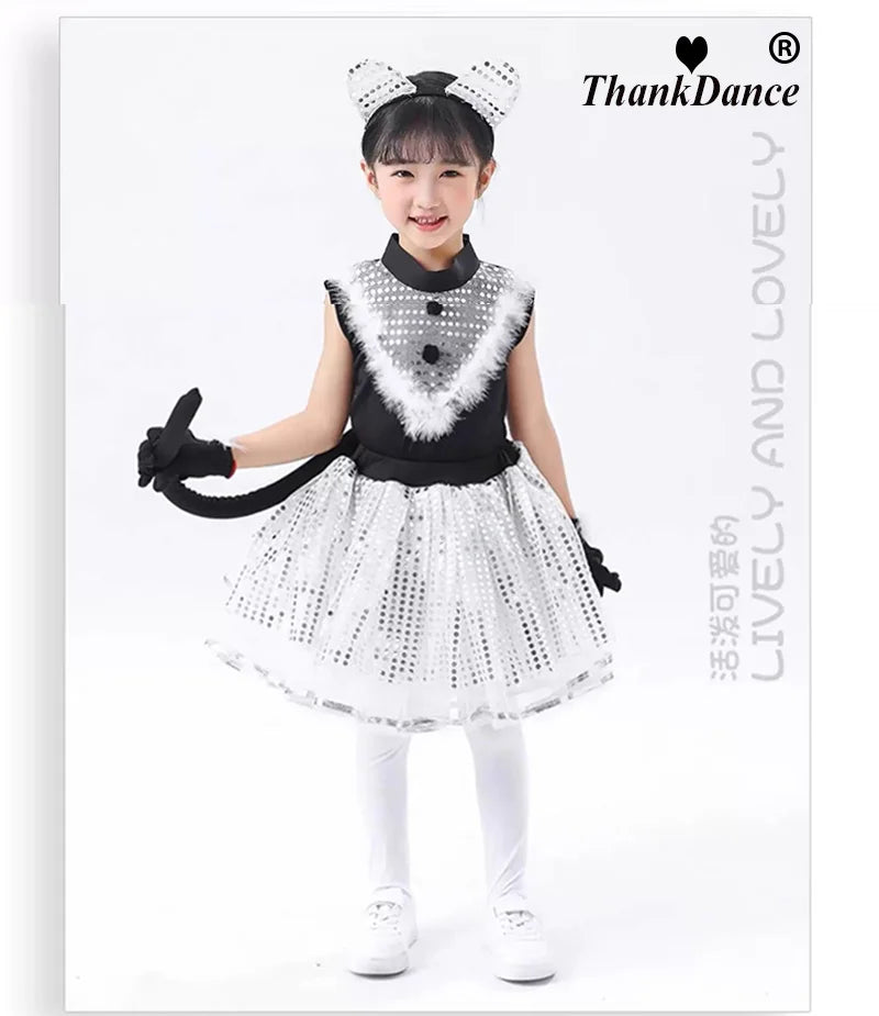 Cute Cat Cosplay Costume for Kids – Cat Girl & Animal Dance Outfit for Boys & Girls Halloween Party Wear