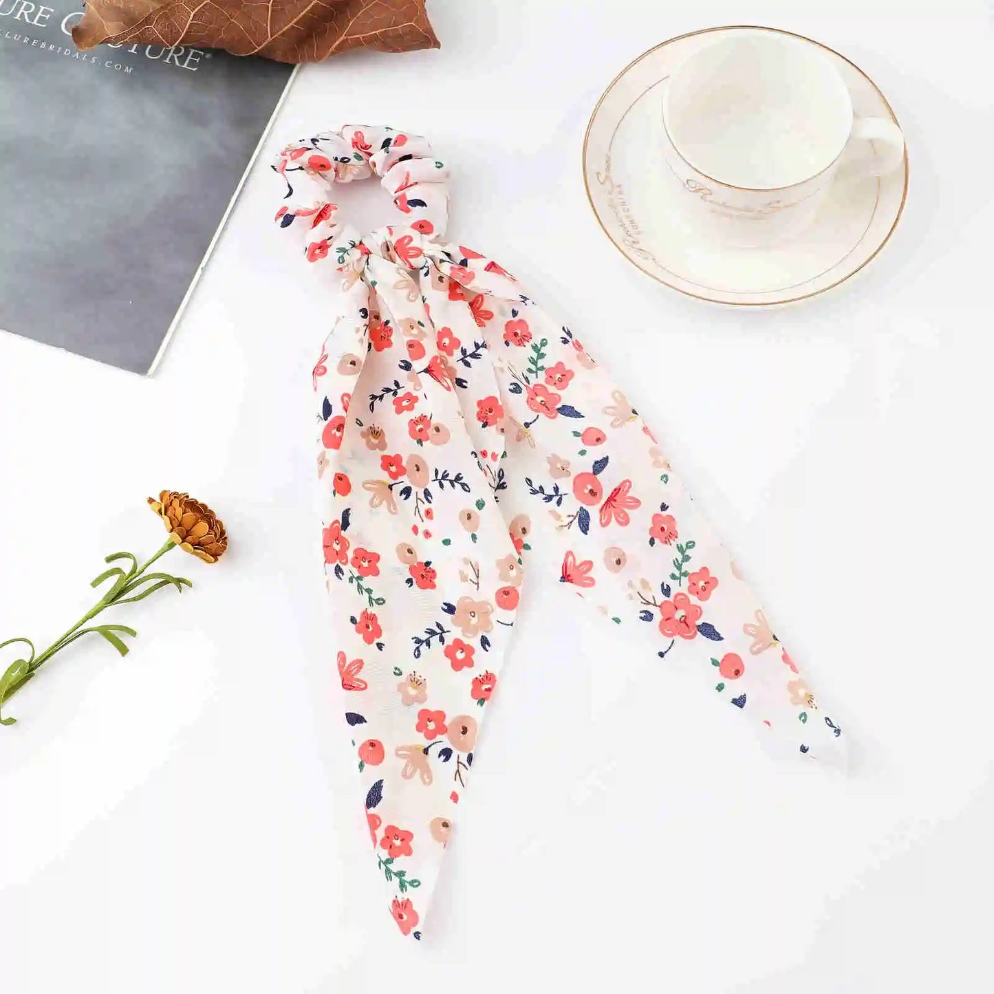Korean Dots Scrunchie Hair Tie – Long Scarf Ponytail Elastic Hair Band for Women | Sweet Fashion Hair Accessories