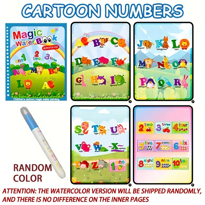 Magic Water Drawing Book – Reusable Montessori Coloring Book for Sensory Learning & Early Education