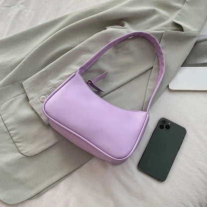 Bolso de hombro retro de piel sintética para mujer – Bolso de mano de moda con asa superior, monedero informal de color sólido para mujer