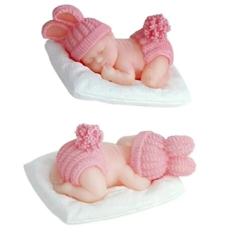 Molde de silicona 3D de bebé durmiendo para velas – Lindo molde de retrato de bebé para velas, jabones, resina, manualidades de yeso, chocolate, cubitos de hielo y proyectos de horneado DIY