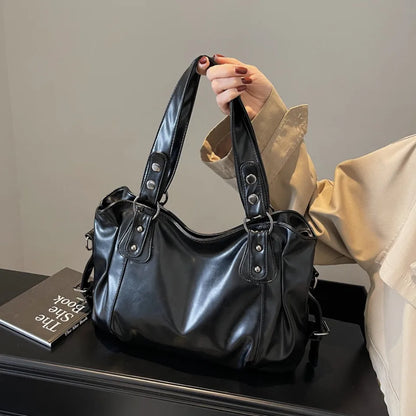 Women’s PU Leather Shoulder Bag – 2026 Fashion Handbag with Soft Interior Compartment, Contrast Color Design, Zipper Closure, Stylish Everyday Purse for Work, Travel & Casual Use