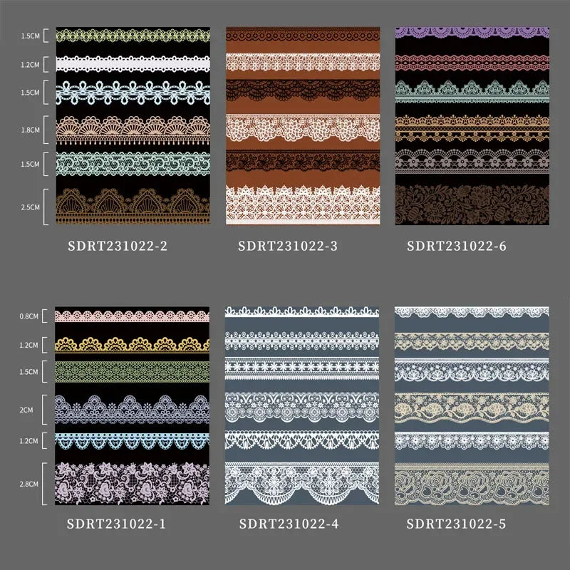 Juego de 6 rollos de cinta washi PET retro de encaje – Cinta adhesiva decorativa para diario, álbum de recortes, bullet journal y manualidades