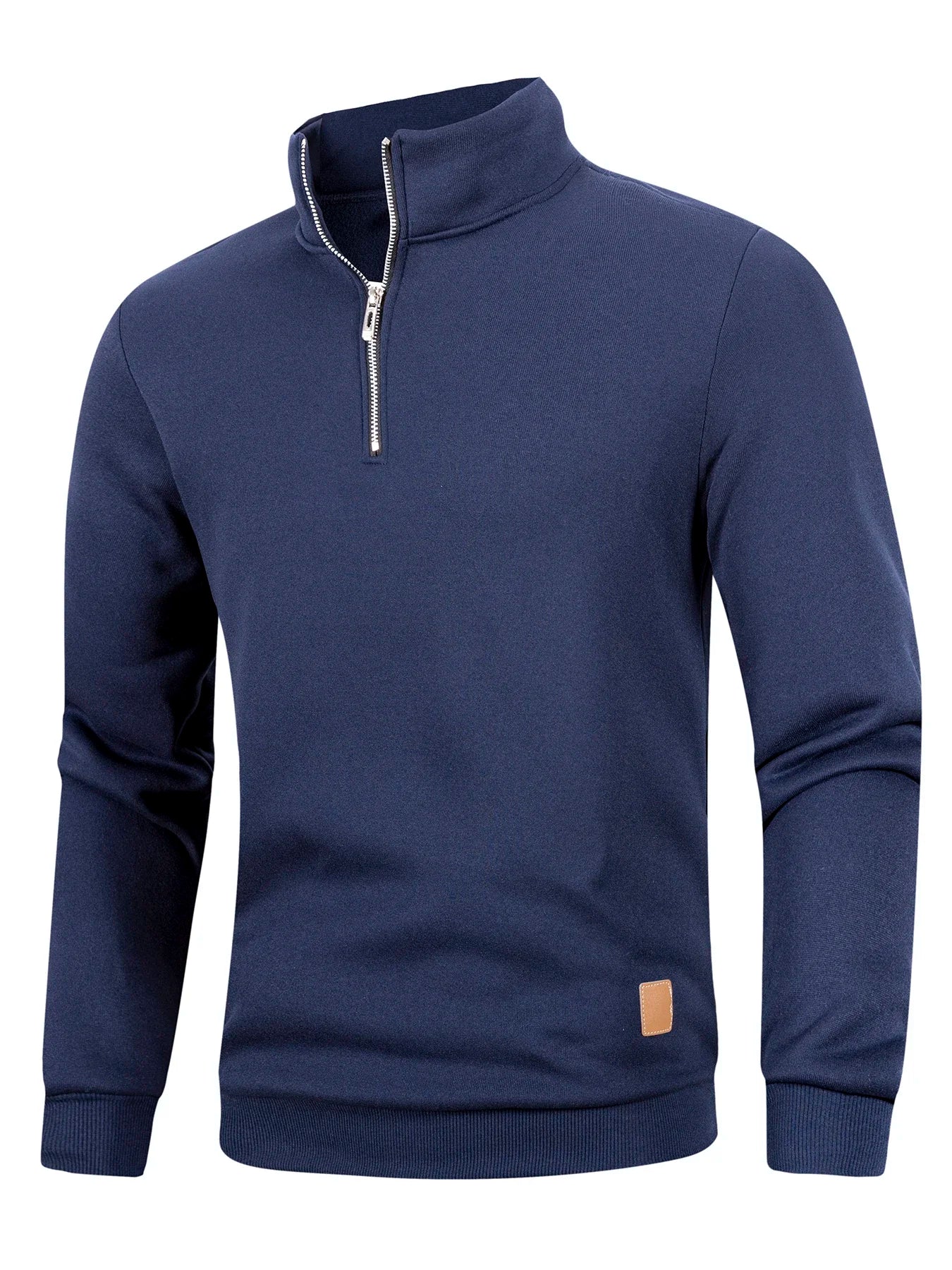 Sudadera de cuello alto con cremallera para hombre – Suéter cálido, jersey de color liso de manga larga, top casual para otoño e invierno