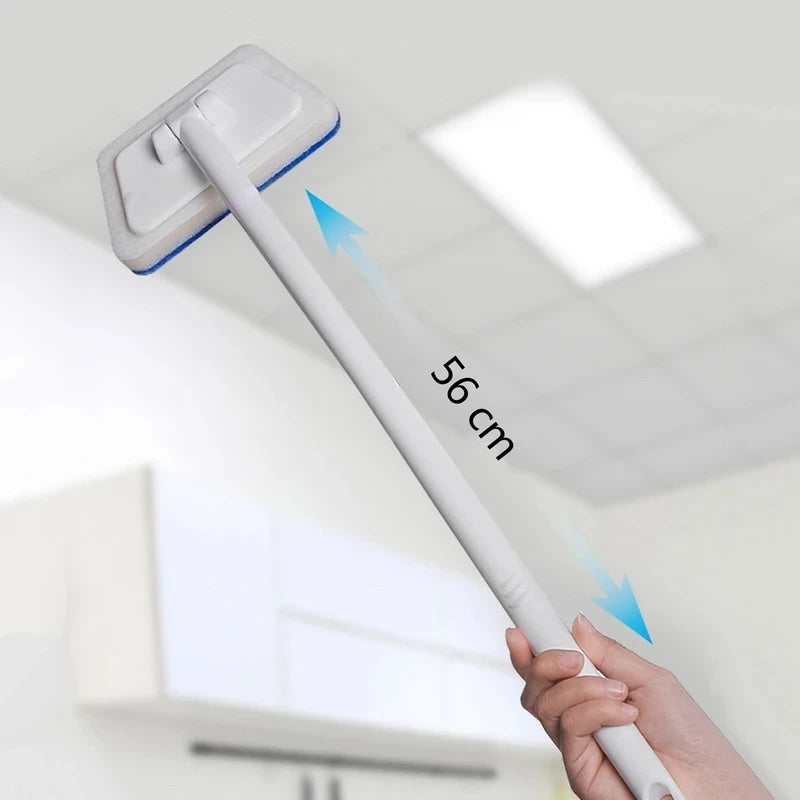 Brosse de nettoyage éponge de salle de bain – Outil de récurage multifonctionnel à long manche, brosse éponge amovible pour le nettoyage en profondeur des sols, baignoires, carrelages en céramique et surfaces domestiques