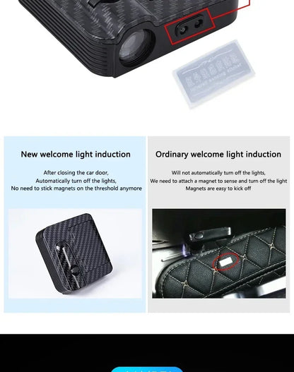 Wireless HD LED Car Door Logo Projector Lights (2/4 Pack) – Battery-Powered Welcome Courtesy Lights, No Wiring Required