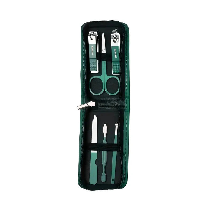 Juego profesional de manicura y pedicura de acero inoxidable de 6 a 18 piezas con estuche de viaje de piel – Kit de uñas y aseo para hombres y mujeres