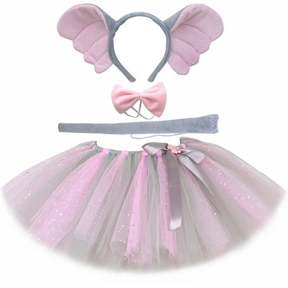 Baby Girls Elephant Tutu Skirt – Fluffy Tulle Animal Dress-Up Costume for Carnival, Halloween Parties & Events