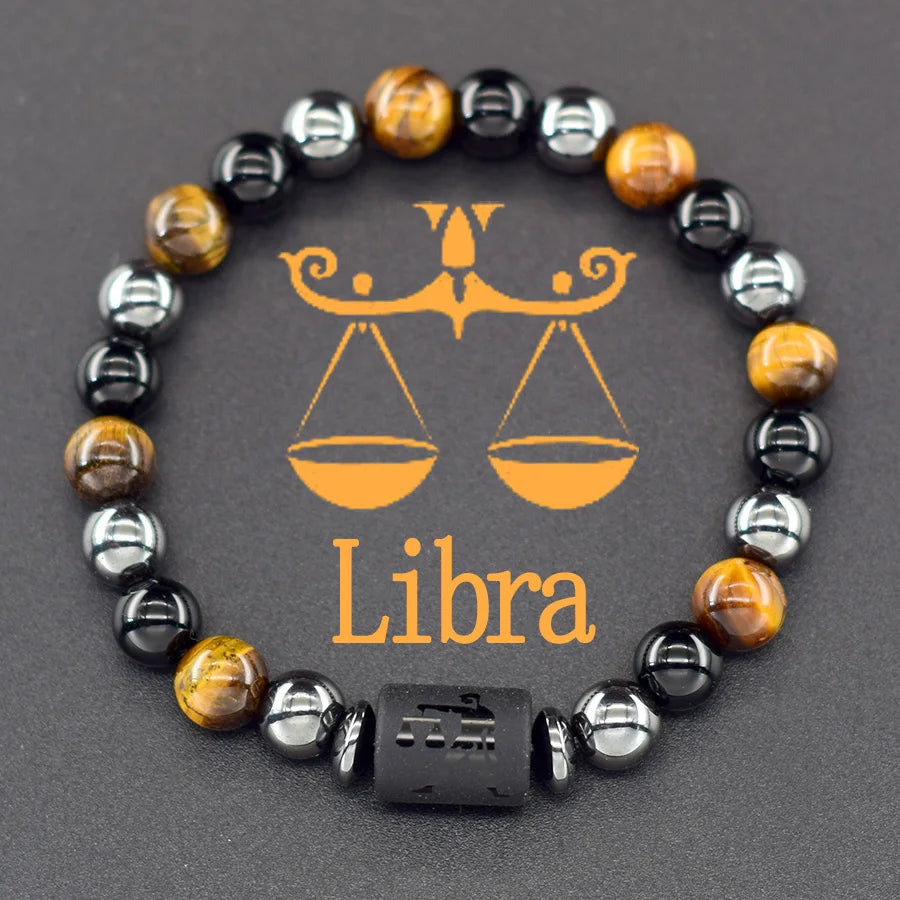 Pulsera de constelación de 12 signos del zodiaco – Brazalete con dije de astrología para hombres y mujeres | Regalo de joyería de amistad Aries, Virgo, Leo y Libra