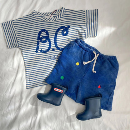 Camiseta de algodón con dibujos animados para niños 2025 – Top de manga corta estilo coreano de primavera-verano para bebés niños y niñas, ropa exterior informal para uso diario.