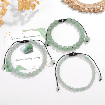 Bracelet perles de tourmaline noire naturelle – Bracelet ajustable tressé en corde avec carte cadeau pour hommes et femmes