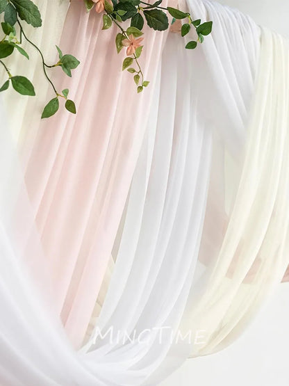 Blush Pink Chiffon Wedding Arch Drape – 6M/10M Sheer Fabric Curtain for Ceremony & Party Backdrops