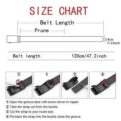 Men's 120cm Business Leather Belt – High-Quality Metal Automatic Buckle Work Belt, Adjustable Formal Waist Strap for Office & Daily Wear