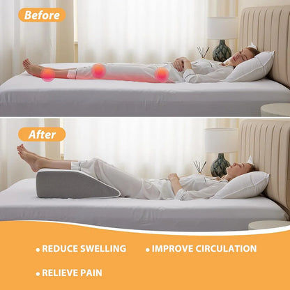 Almohada Elevadora de Piernas – Cuña de Espuma Viscoelástica de 8 Pulgadas para Dormir, para Quienes Duermen de Lado y para Descansar, Cojín de Soporte Ergonómico para Posicionar las Piernas, Confort y Relajación