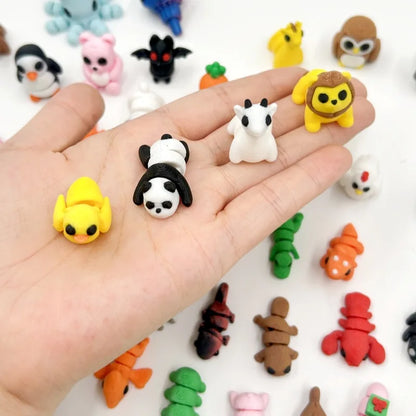 10/50 unidades de figuras de mini animales impresas en 3D – Modelos de simulación de dibujos animados móviles, juguetes coleccionables bonitos, decoración de escritorio y set de regalo de cumpleaños