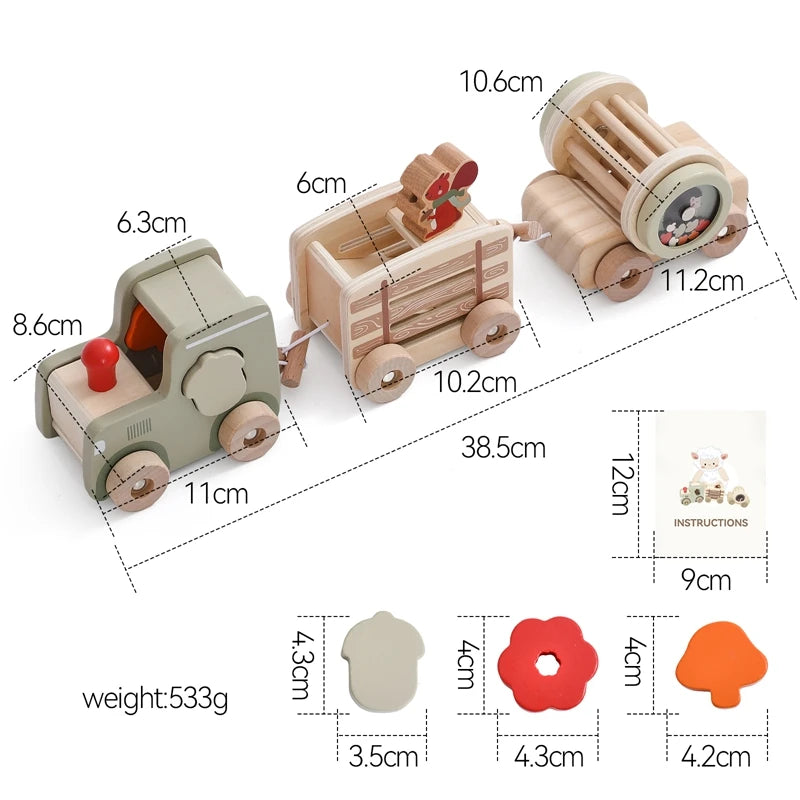 Juguete de Tren de Madera Montessori – Carrito Educativo para Bebés con Bloques Numéricos, Juguete de Madera para el Aprendizaje Temprano, Regalo de Actividad de Aprendizaje Preescolar para Niños Pequeños