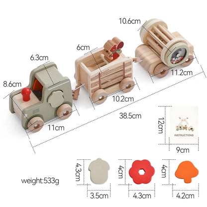 Juguete de Tren de Madera Montessori – Carrito Educativo para Bebés con Bloques Numéricos, Juguete de Madera para el Aprendizaje Temprano, Regalo de Actividad de Aprendizaje Preescolar para Niños Pequeños