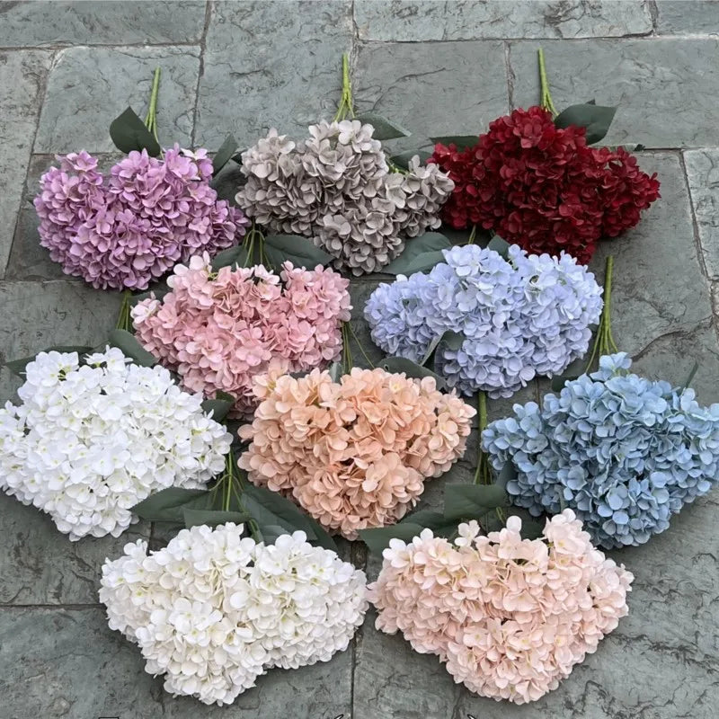Bouquet d'Hortensias Artificiels à 5 Têtes – Fleurs Artificielles en Soie pour Décoration de Mariage, Arrangements de Fête, Décoration de Salon & Accessoires Floraux pour la Maison