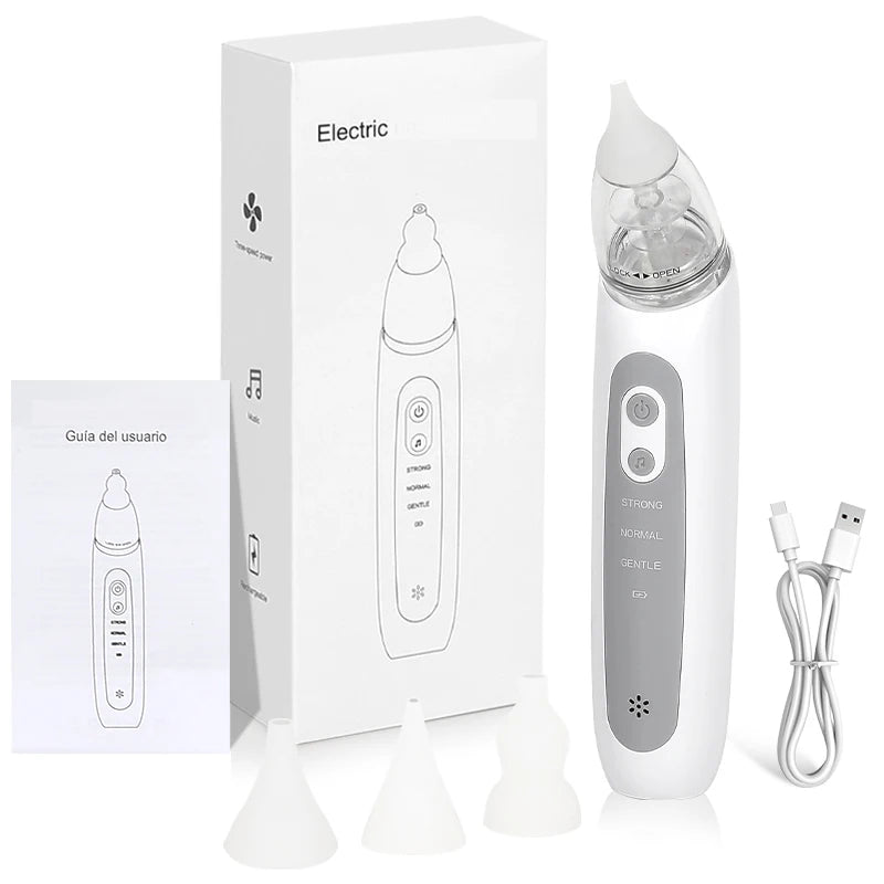 Electric Baby Nasal Aspirator – Automatic Nose Cleaner for Newborns & Toddlers with 3 Soft Silicone Tips, Gentle Suction & Music Function