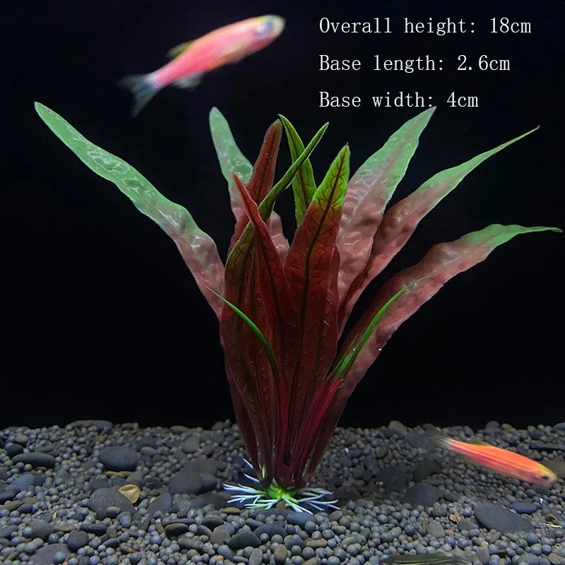 Artificial Underwater Aquarium Plants – Plastic Aquatic Fake Shrubs & Green Water Grass for Fish Tank Landscaping, Realistic Simulated Decor